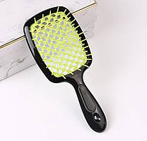 Гребінець для волосся "Super Brush", чорний із лимонним