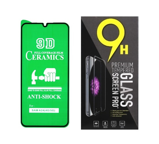 Протиударна захисна плівка Ceramics 9D для Samsung M156 Galaxy M15 5G з чорною рамкою, глянцева