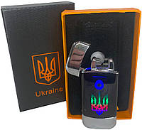 Дуговая электроимпульсная зажигалка с USB-зарядкой Украина LIGHTER HL-439-Silver