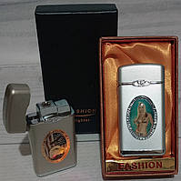 Зажигалка газовая мигающая в подарочной упаковке Девушка блондинка D406-1