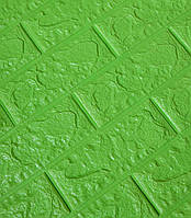 Al Самоклеющаяся декоративная 3Д панель на стену 3D 3 д самоклейка кирпич зеленая трава 700x770x5 мм