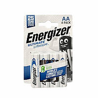 Батарейки Energizer Ultimate Lithium AA 4 шт (1,5V), Срібний, AA