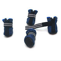 Ботиночки для собак і кішок Zoo-hunt Мех сині №4,5 8х11х16 см