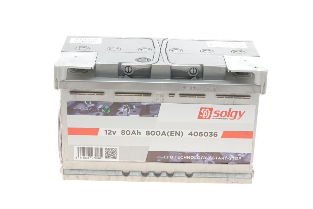 Акумуляторна батарея 80Ah/800A (315x175x190/+R/B13) (Start-Stop EFB) SOLGY 406036 UA62