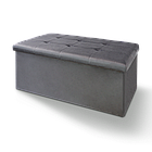 Пуф подвійний для зберігання MVM TH-06 велюр сірий 760х380х380мм (TH-06 GRAY)