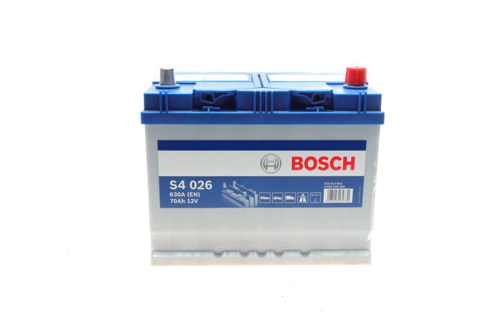 Акумуляторна батарея 70Ah/630A (261x175x220/+R) S4 Азія BOSCH 0 092 S40 260 UA62