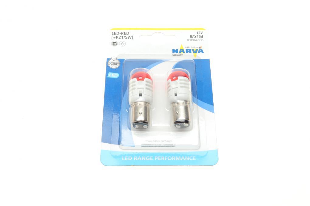Автолампа P21/5W 12V 21/5W BAY15d (LED) (червона) (к-кт 2 шт.) NARVA 180964000 UA62, фото 1