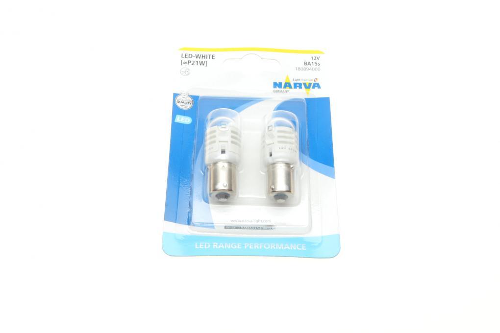 Автолампа P21W 12V BA15s (LED) (біла) (к-кт 2шт.) NARVA 180894000 UA62