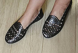 Versace ! Стильні жіночі літні шкіряні балетки туфлі натуральна   нікель 36,37 розм
