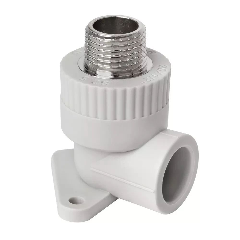 Кутник 90° з зовнішньою різьбою ITAL 20 мм х 1/2" з настінним кріпленням, фото 1