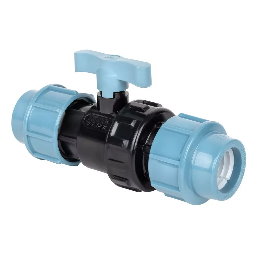 Компресійний ПЕ кульовий кран ITAL 25 мм, фото 1