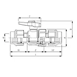 Компресійний ПЕ кульовий кран ITAL 25 мм, фото 2