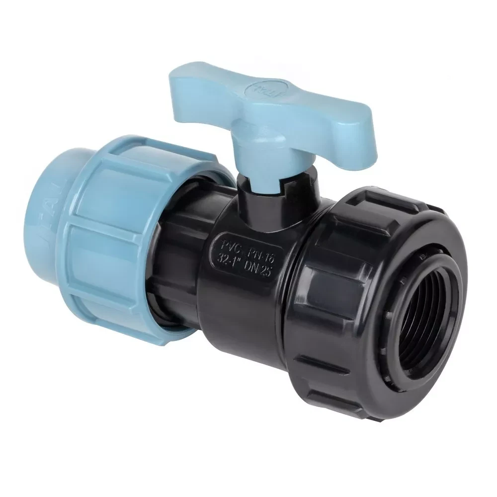 Kомпресійний ПЕ кульовий кран ITAL 25 мм х 3/4" з внутрішньою різьбою, фото 1