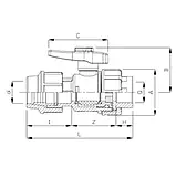 Kомпресійний ПЕ кульовий кран ITAL 25 мм х 3/4" з внутрішньою різьбою, фото 2