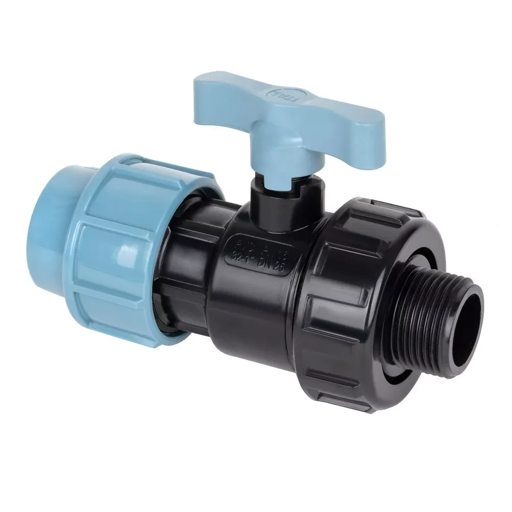 Компресійний ПЕ кульовий кран ITAL 25 мм х 3/4" із зовнішньою різьбою, фото 1