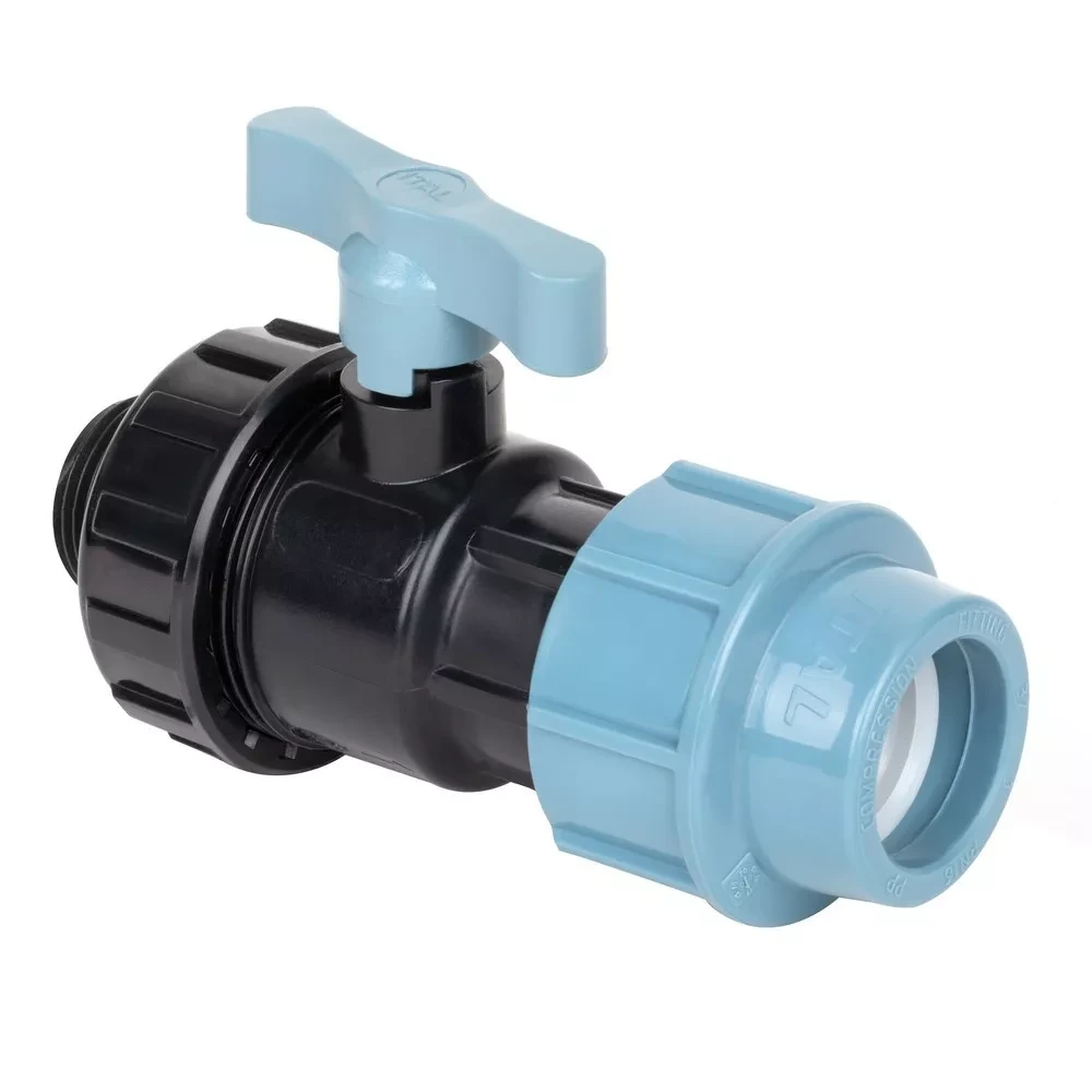 Компресійний ПЕ кульовий кран ITAL 32 мм х 1" із зовнішньою різьбою, фото 1