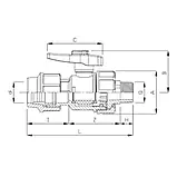 Компресійний ПЕ кульовий кран ITAL 32 мм х 1" із зовнішньою різьбою, фото 3