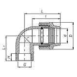 Коліно 90° ПЕ з внутрішньою різьбою ITAL 50 мм х 1 1/4", фото 2