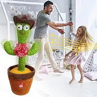 Интерактивная игрушка танцующий кактус Dancing Cactus аккумуляторный от USB, поющая игрушка на украинском