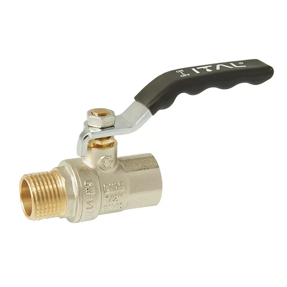 Кран кульовий ITAL PN40 1/2" вн.-зов., ручка, нікель, фото 1