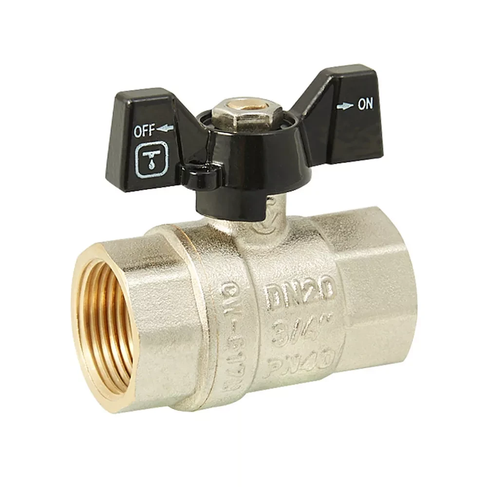 Кран кульовий ITAL PN40 3/4" вн.-вн., метелик, нікель, фото 1