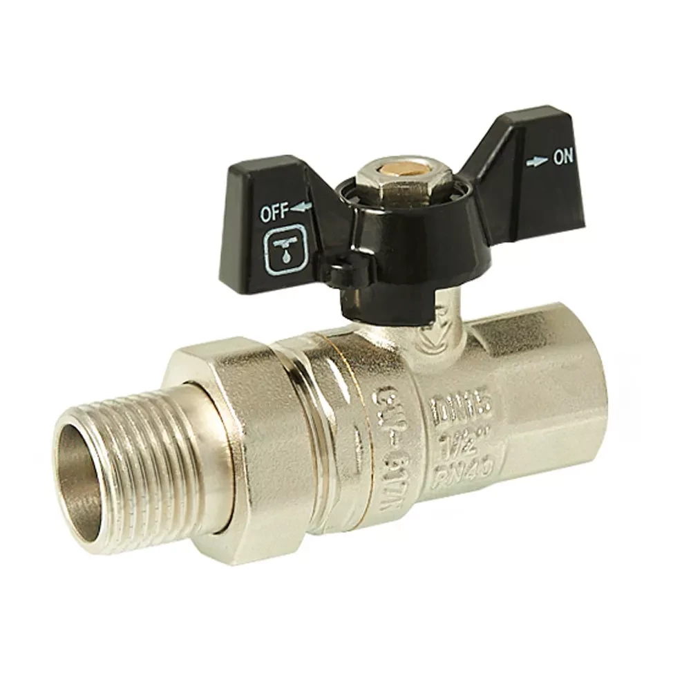 Кран кульовий з напівзгоном ITAL PN40 1/2", прямий, нікель, фото 1