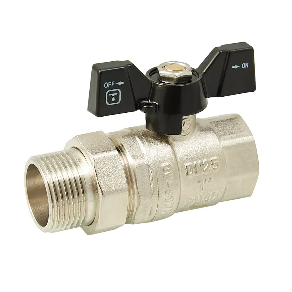 Кран кульовий з напівзгоном ITAL PN40 1", прямий, нікель, фото 1