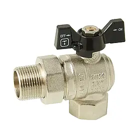 Кран кульовий з напівзгоном ITAL PN40 3/4", кутовий, нікель