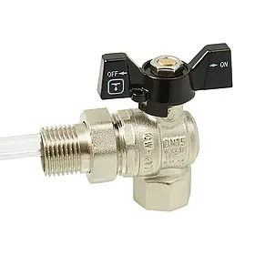 Кран кульовий з напівзгоном ITAL PN40 1/2", кутовий, нікель