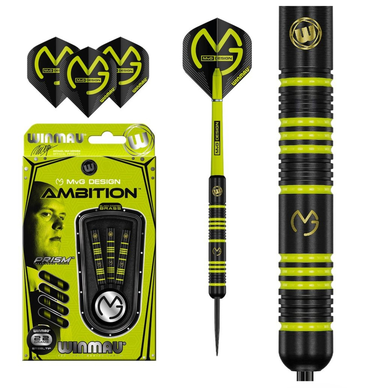 Професійний набір дротиків для гри в дартс Ambition Winmau 22 грами