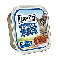 Хеппі Кет Конс Дуо 100 г Яловичина та Дикий Лосось, паштет в соусі (шт)*12