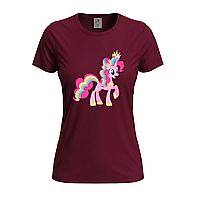 Бордовая женская футболка Принцесса Пинки Пай (11-12-4-бордовий)