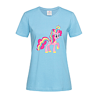 Голубая женская футболка Принцесса Пинки Пай (11-12-4-блактний)