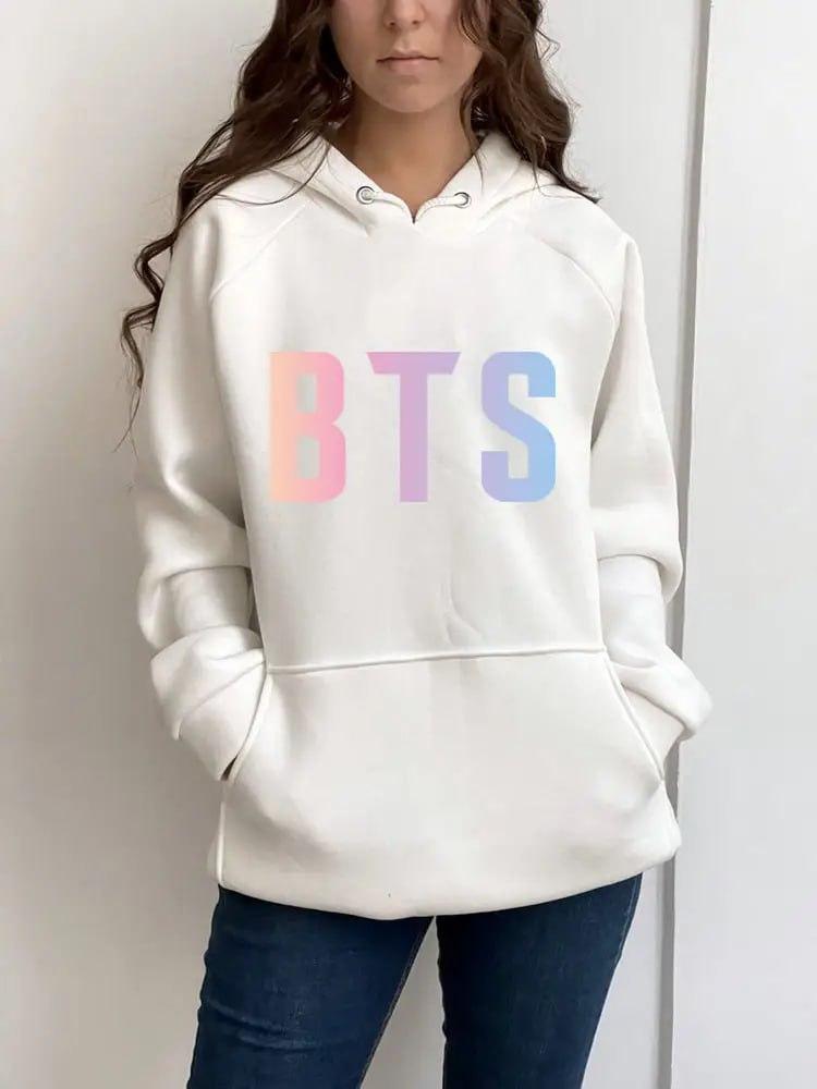 Жіночий теплий худі з принтом BTS