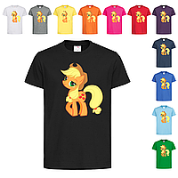 Черная детская футболка My little pony Applejack (11-12-8)