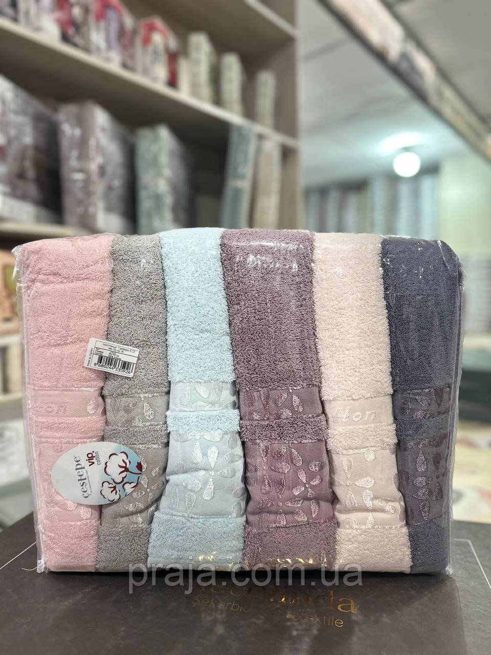 Набір 6шт махрових рушників "VIP Cotton Cestepe" 90*150 баня/сауна
