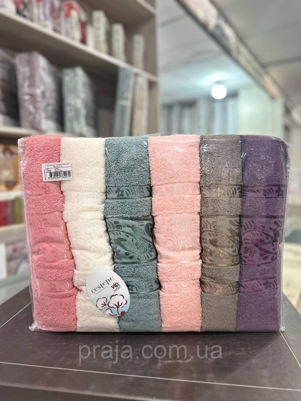 Набір 6шт махрових рушників "VIP Cotton Cestepe" 90*150 баня/сауна