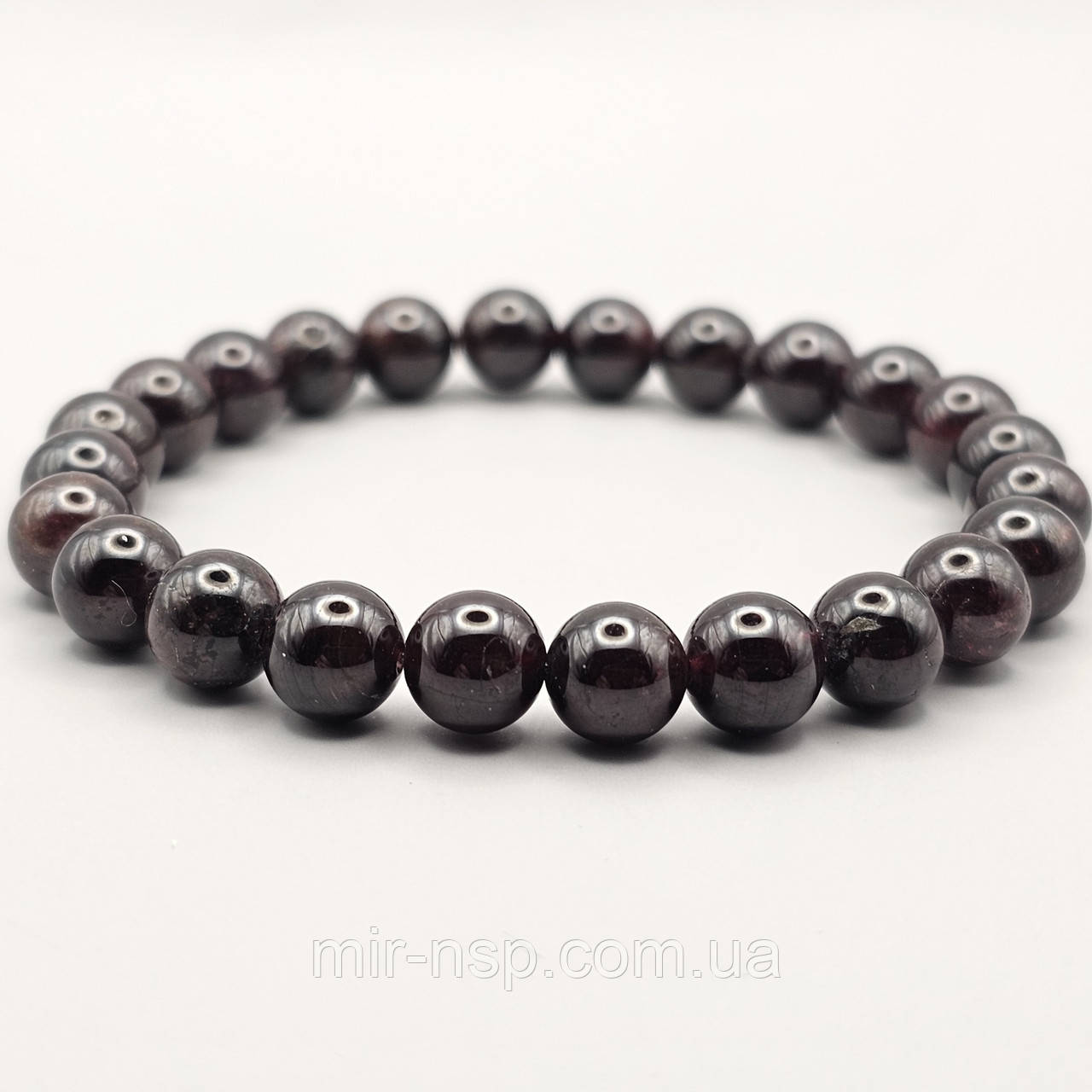 Браслет натуральний Гранат діаметр 8 мм, фото 1