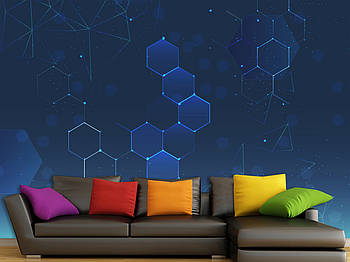 Фотошпалери 3д на стіну самоклеюча плівка Oracal у спальню, кухню, зал "Багатогранники"