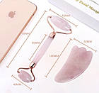 Масажний набір для обличчя ролик і скребок Гуаша Jade, фото 3