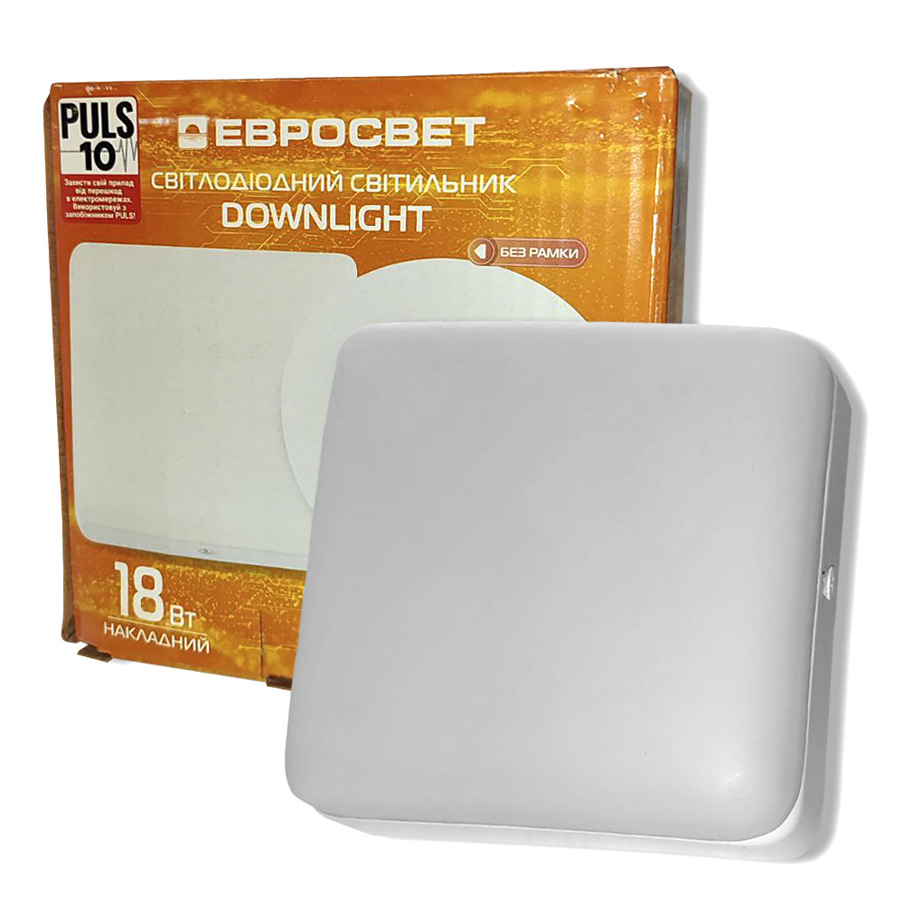 Точковий LED Downlight Євросвітло 18Вт 4200К накладний квадрат без рамки LED-SS-120-18 000057962