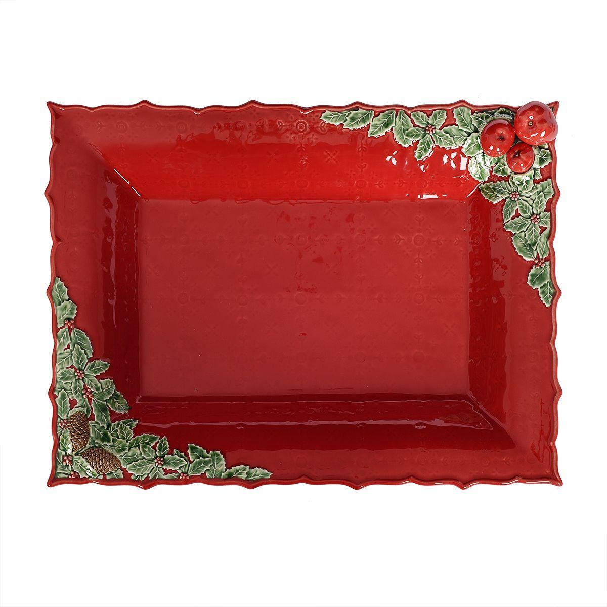Блюдо-таця новорічне з кераміки в червоному кольорі "Різдвяна гірлянда" Bordallo
