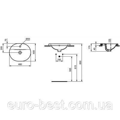 Умывальник Ideal Standard Connect E503801 48х40 см - фото 2 - id-p2052960031