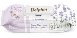 Вологі серветки Dolphin Lavander із клапаном (72 шт)