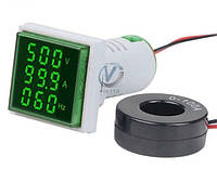 AC Цифровой Вольтметр/амперметр/частотомер переменного тока LED AC 60-500V 100A зеленый