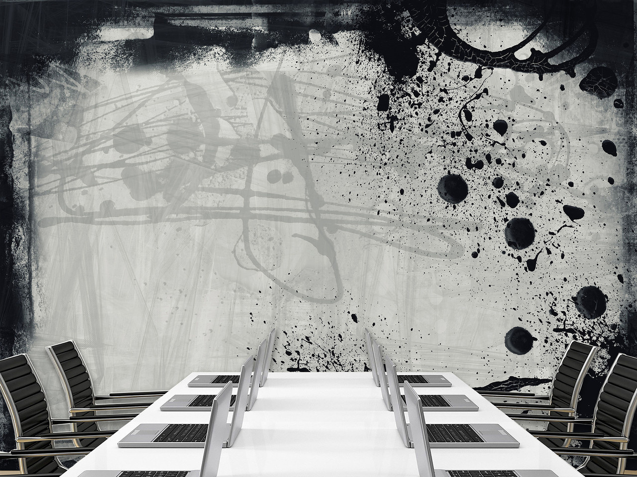 Фотошпалери 5д для залу, флізелінові фотошпалери в спальню, кухню "Чорнило", фото 1