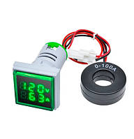 AC Цифровий Вольтметр/амперметр змінного струму LED AC 60-500V 100A зелений