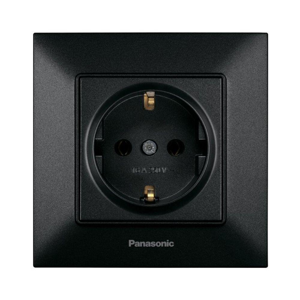 РОЗЕТКА 1-А З/З ЧОРНА PANASONIC ARKEDIA SLIM WNTC02022BL-UA, фото 1