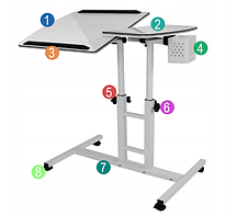 Столик підставка для ноутбука на коліщатках Білий, фото 2
