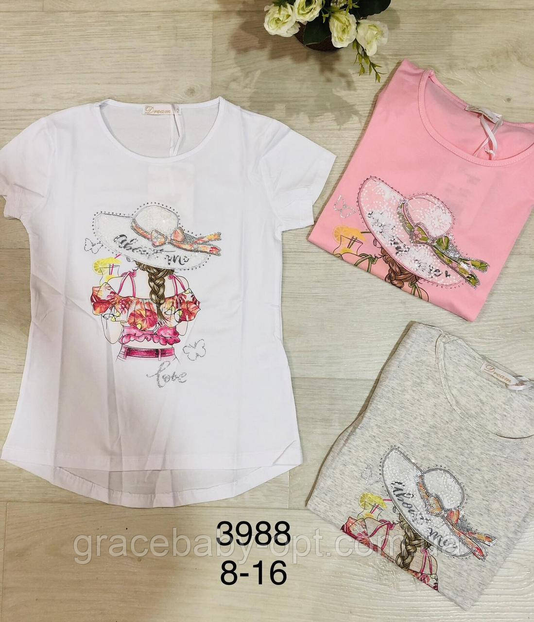 Футболка для дівчат оптом, Dream, 8-16 років,  № 3988, фото 1